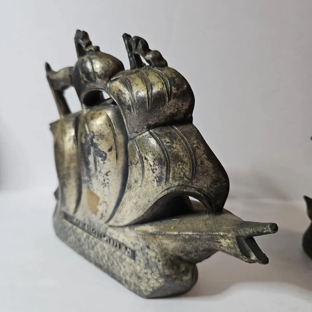 Old Ironsides Constitution 3 Mast Metal Bookends Set Of 2  1 Lb 8 Oz Each - Picture 11 of 16